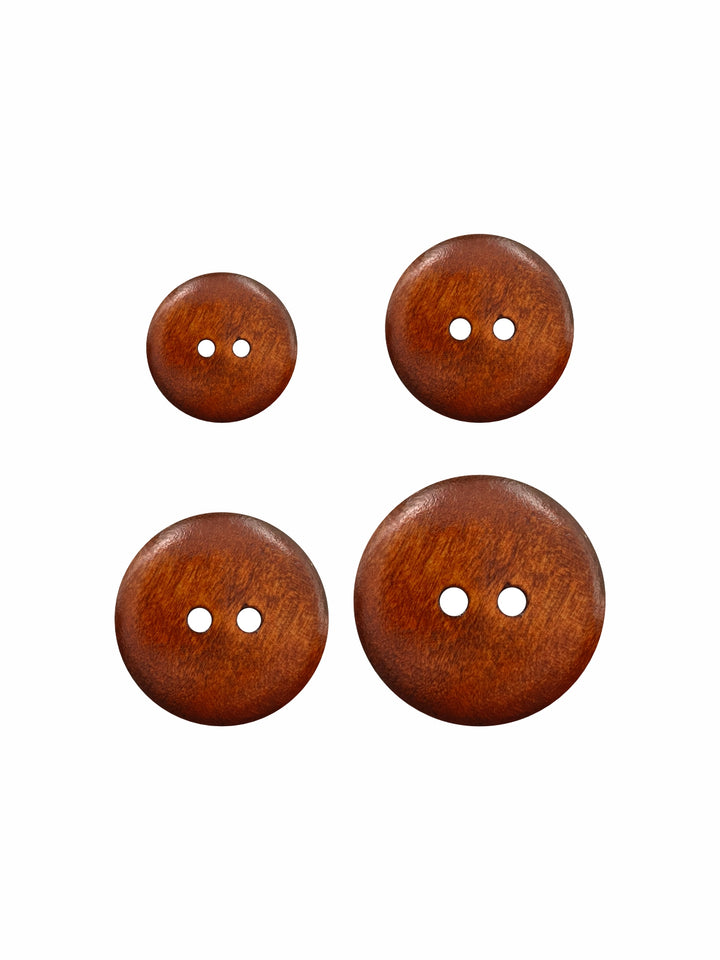 Rust Classic Round Dome Shape 2-Hole Wooden Buttons