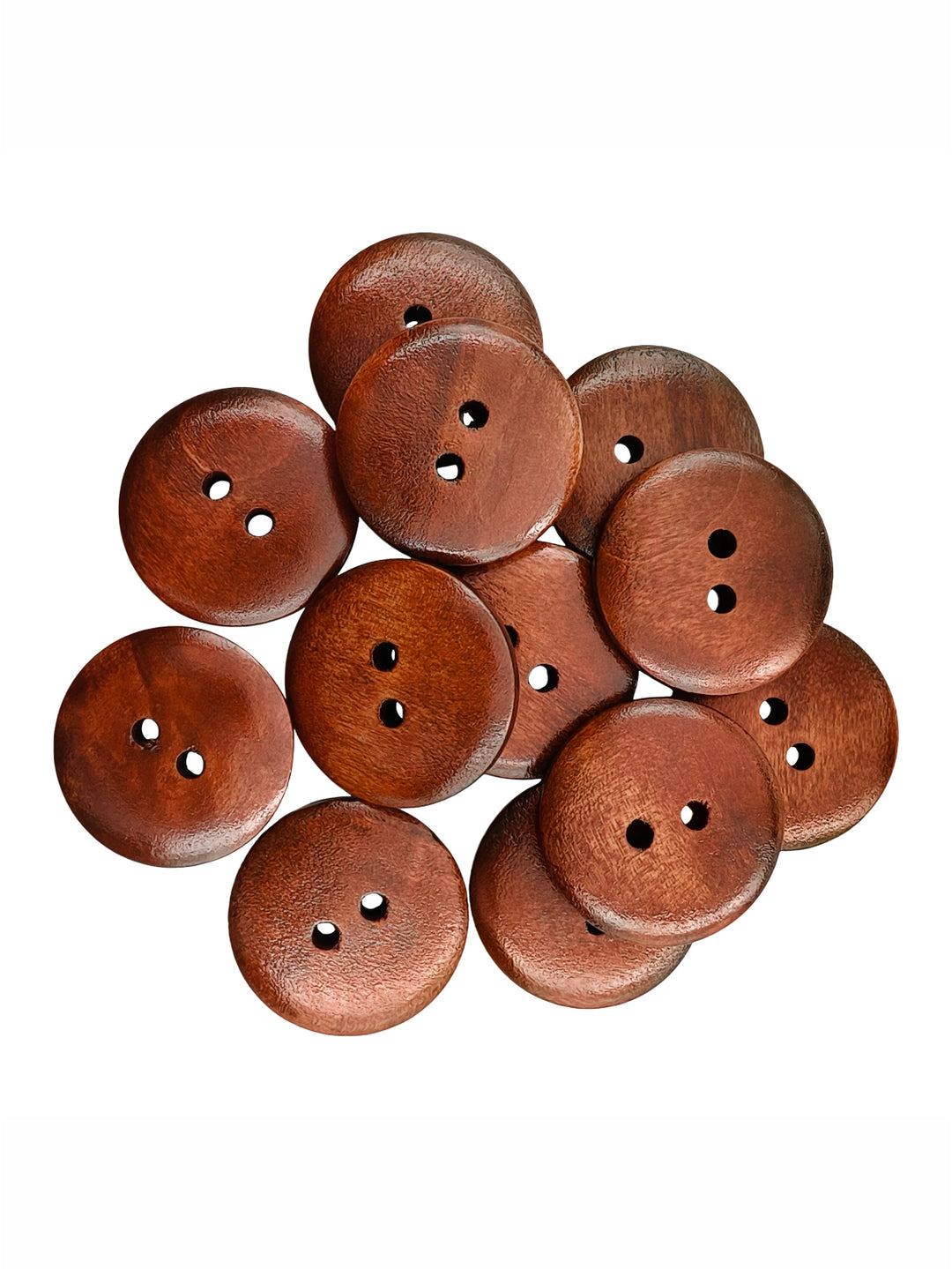 Fashionable Rust Round Shape 2-Hole Wooden Dome Buttons