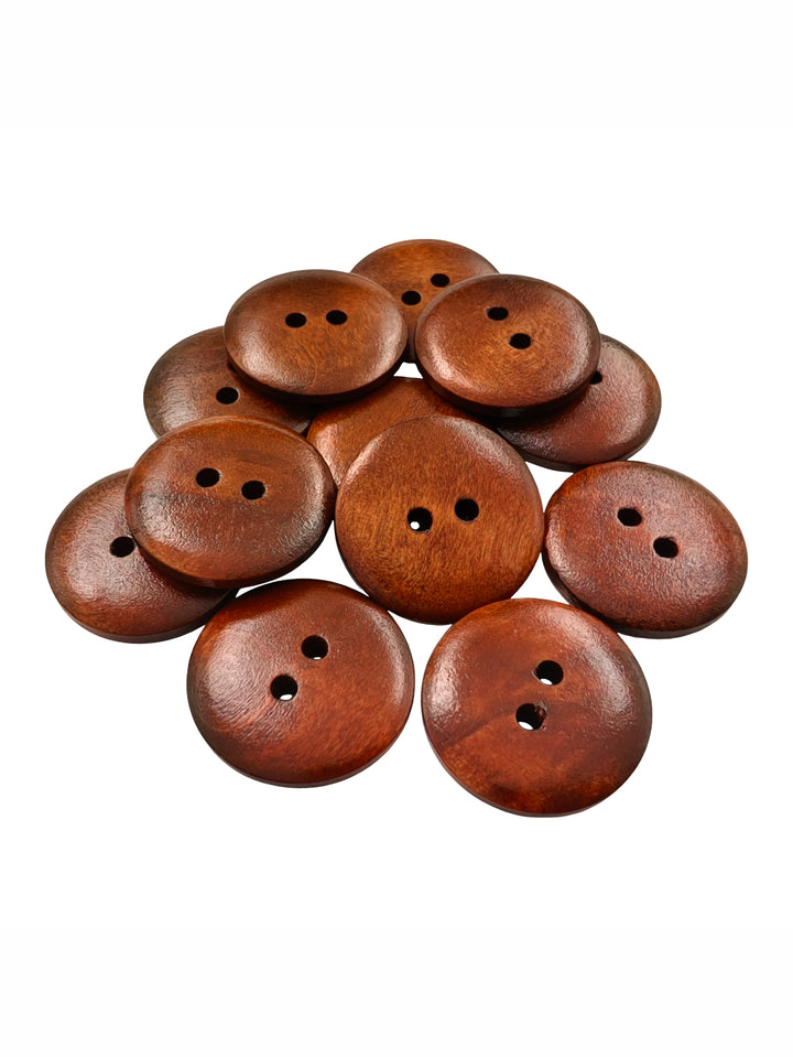 Rust Classic Round Dome Shape 2-Hole Wooden Buttons