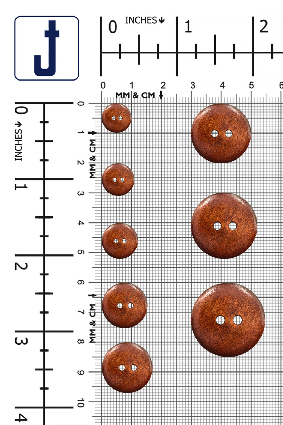 Rust Classic Round Dome Shape 2-Hole Wooden Buttons
