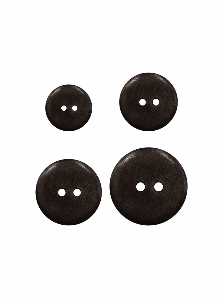 Dark Brown Classic Round Dome Shape 2-Hole Wooden Buttons