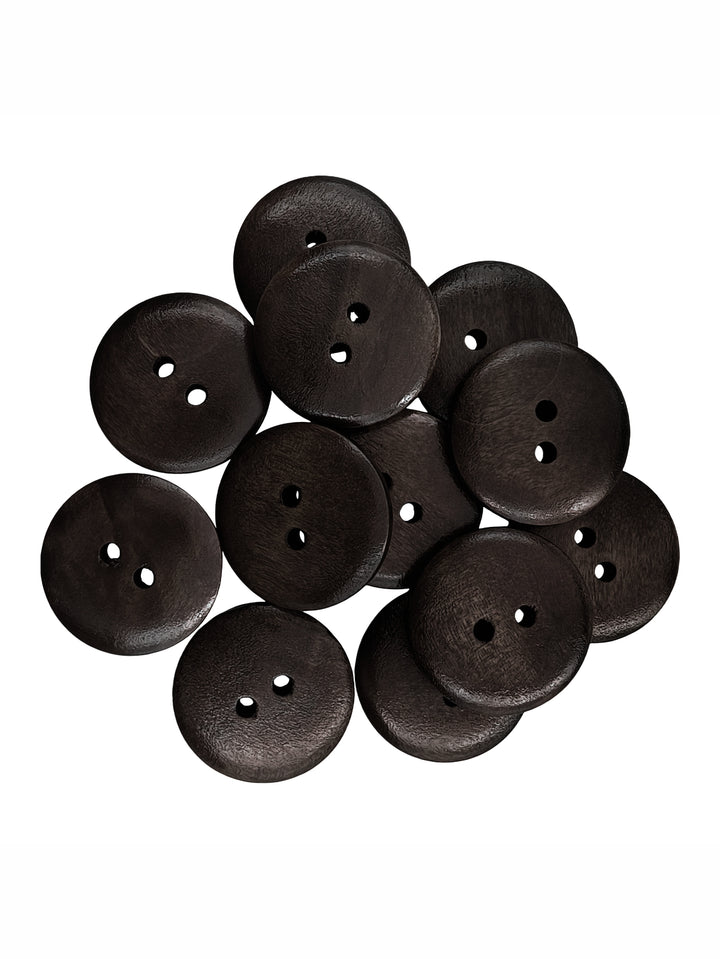 Fashionable Dark Brown Round Shape 2-Hole Wooden Dome Buttons