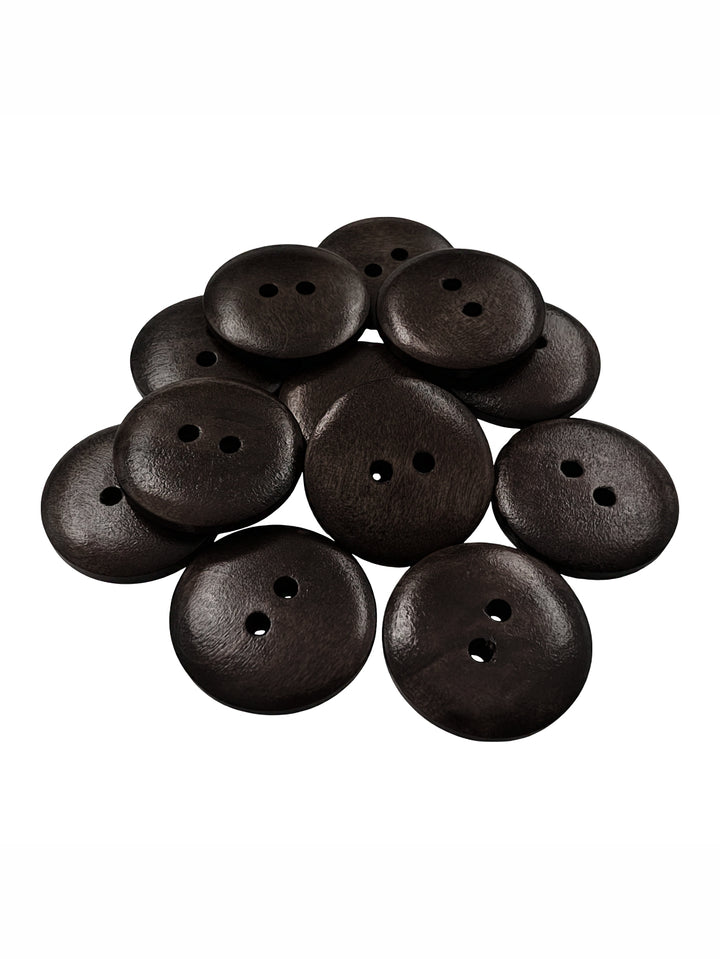 Dark Brown Classic Round Dome Shape 2-Hole Wooden Buttons