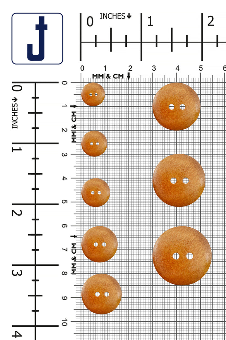 Natural Classic Round Dome Shape 2-Hole Wooden Buttons