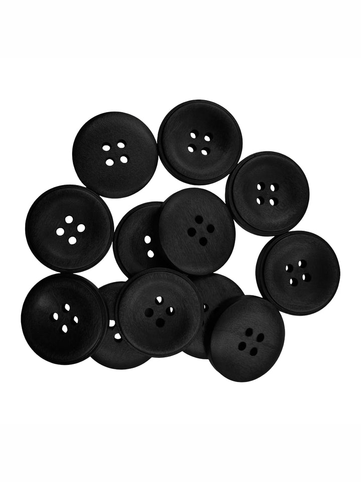 Black Round Shape 4-Hole Rim Design Wooden Buttons