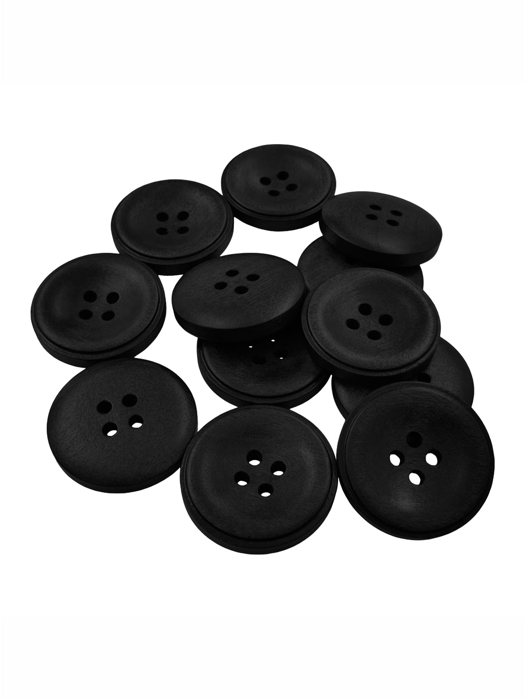 Black Round Shape 4-Hole Rim Design Wooden Buttons