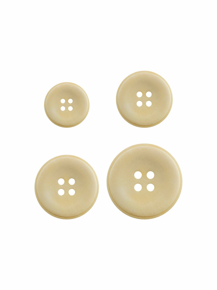 Cream Round Shape 4-Hole Rim Design Wooden Buttons