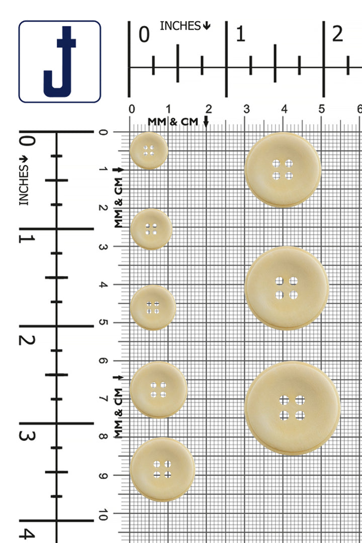 Cream Round Shape 4-Hole Rim Design Wooden Buttons