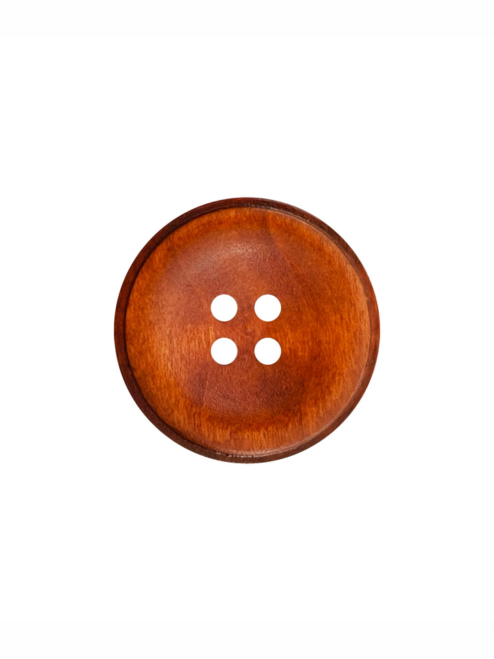 Rust Colour Round Shape 4-Hole Rim Design Wooden Buttons