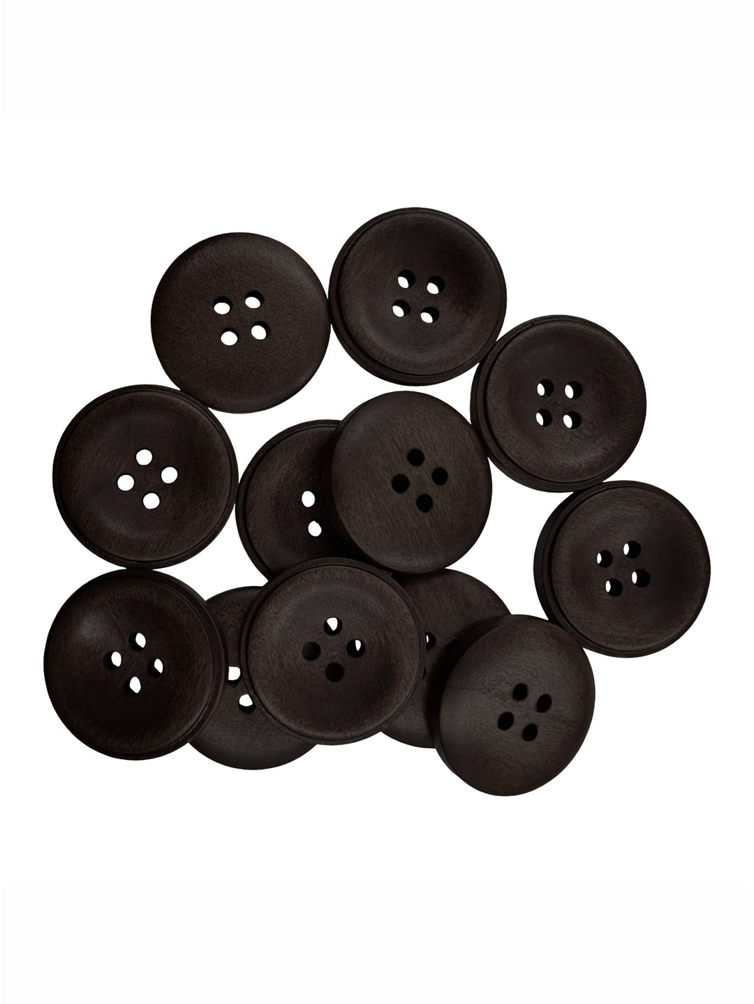 Dark Brown Round Shape 4-Hole Rim Design Wooden Buttons