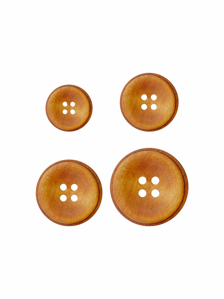 Natural Round Shape 4-Hole Rim Design Wooden Buttons
