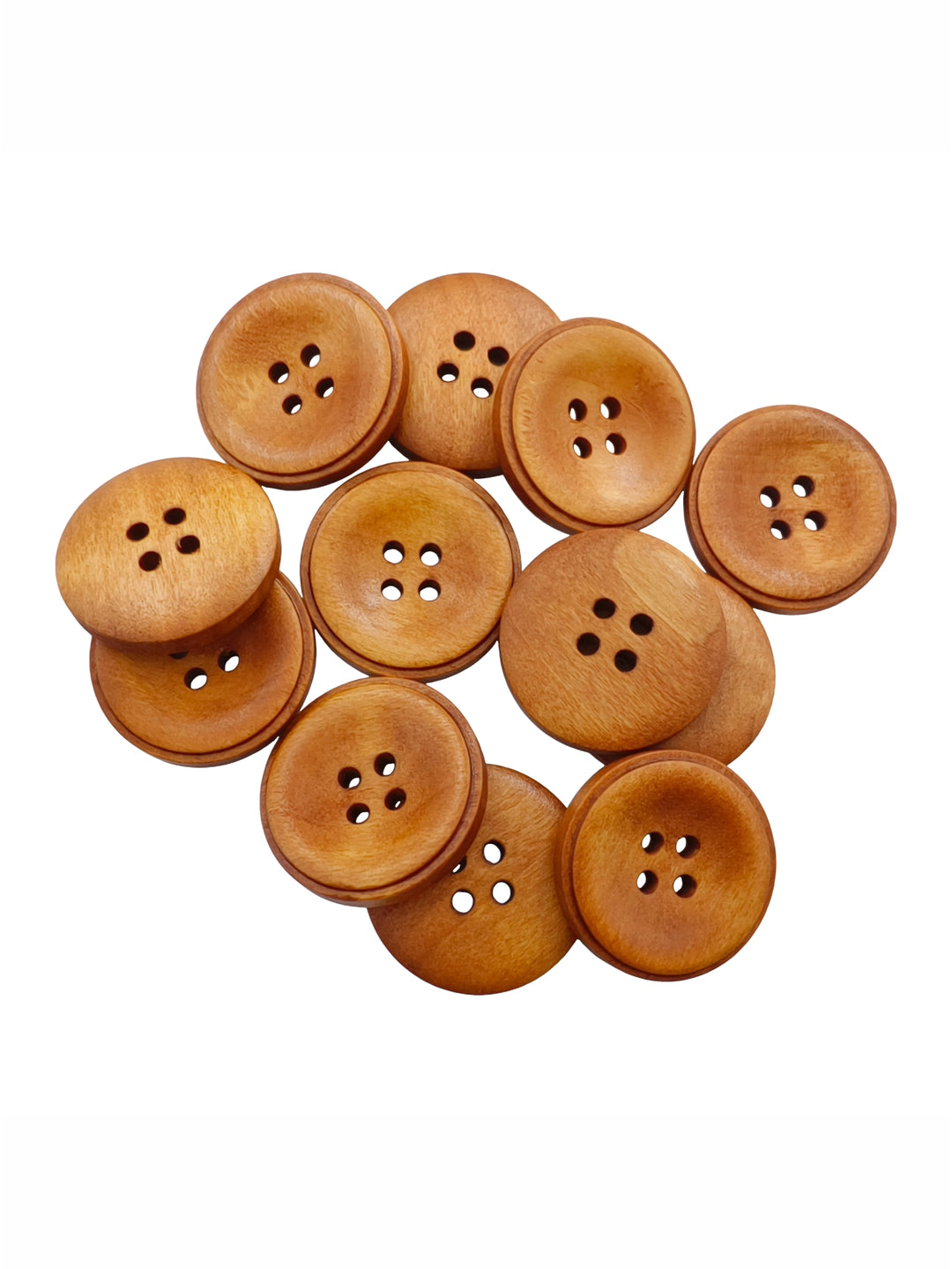 Natural Round Shape 4-Hole Rim Design Wooden Buttons