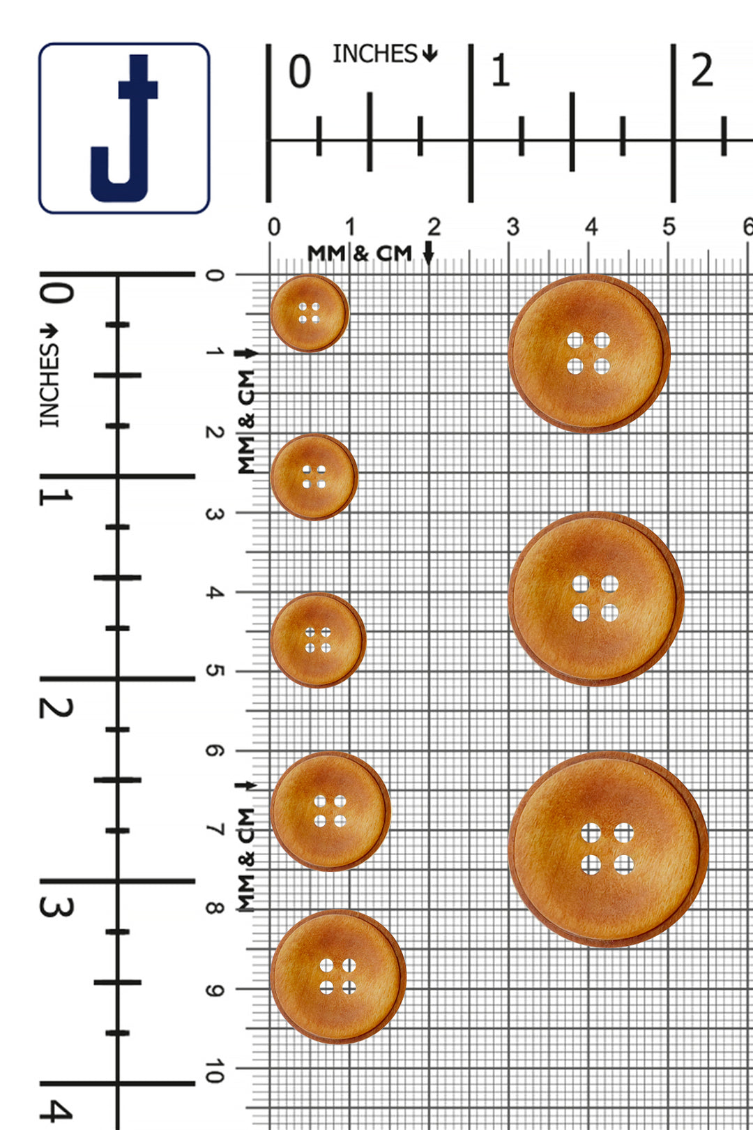 Natural Round Shape 4-Hole Rim Design Wooden Buttons