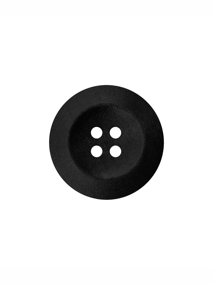 Black Colour Round Shape 4-Hole Wide Rounded Rim Wooden Buttons