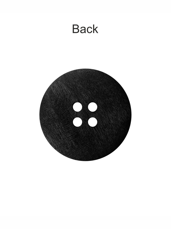 Black Colour Round Shape 4-Hole Wide Rounded Rim Wooden Buttons