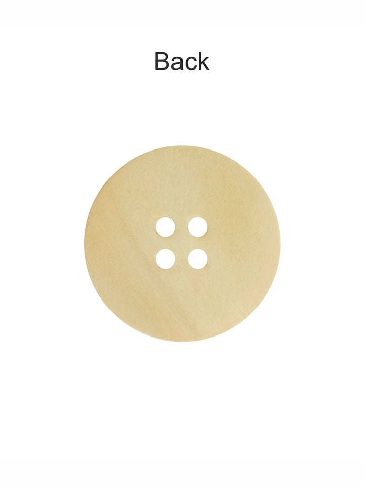 Cream Colour Round Shape 4-Hole Wide Rounded Rim Wooden Buttons