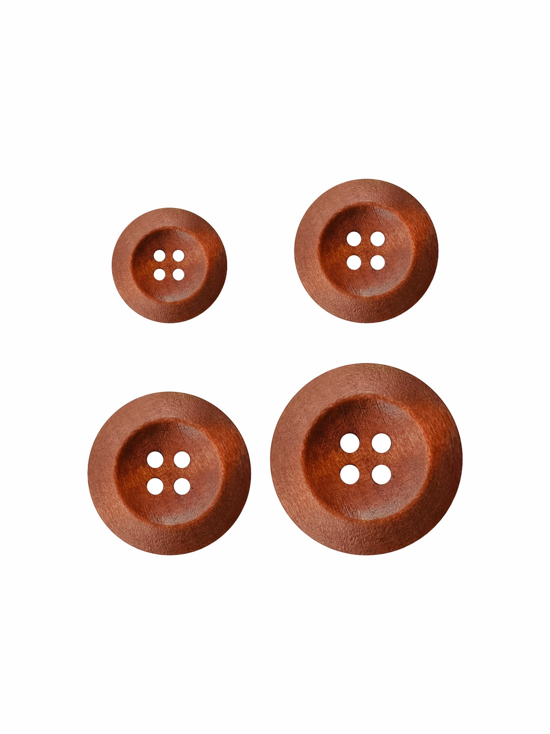 Rust Colour Round Shape 4-Hole Wide Rounded Rim Wooden Buttons