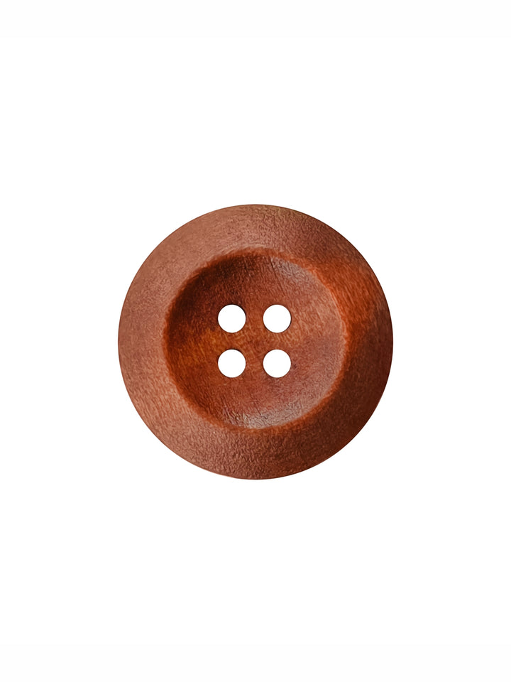 Rust Colour Round Shape 4-Hole Wide Rounded Rim Wooden Buttons