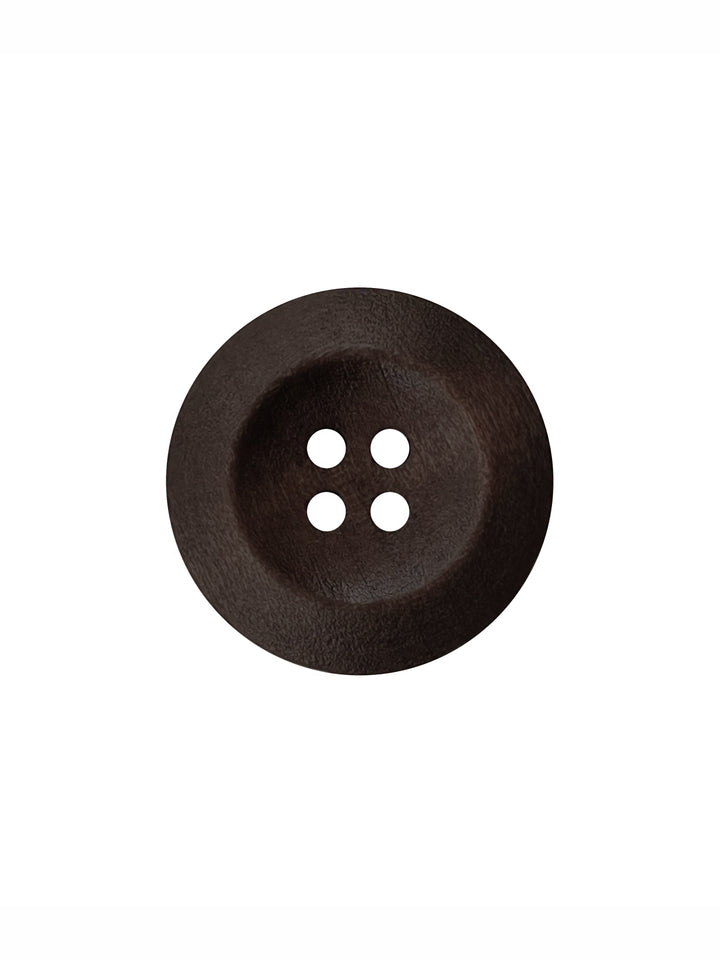 Dark Brown Colour Round Shape 4-Hole Wide Rounded Rim Wooden Buttons