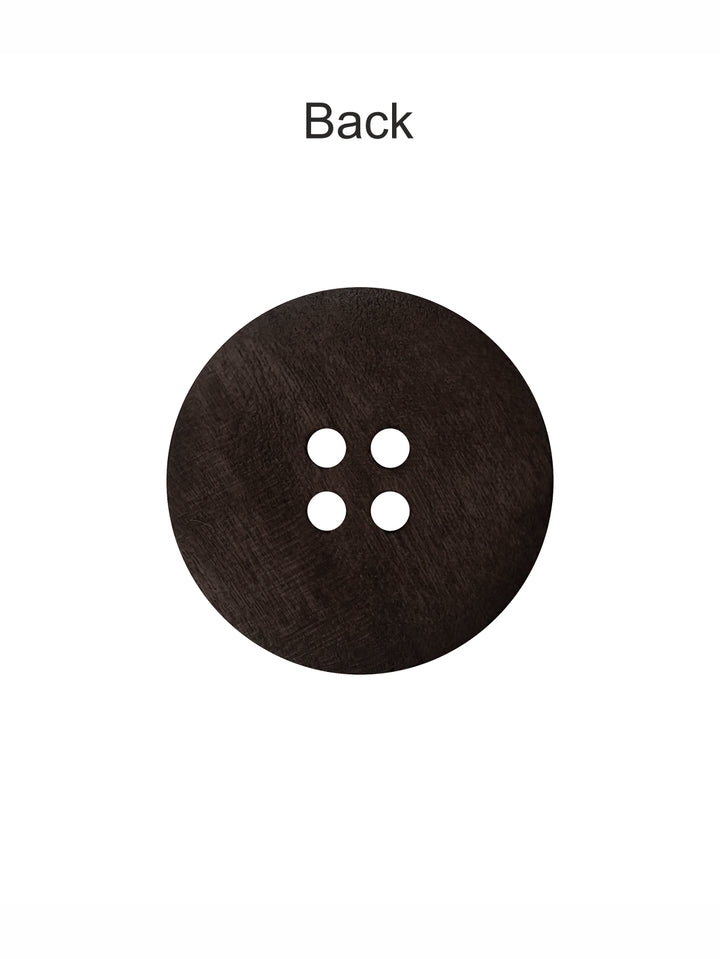 Dark Brown Colour Round Shape 4-Hole Wide Rounded Rim Wooden Buttons