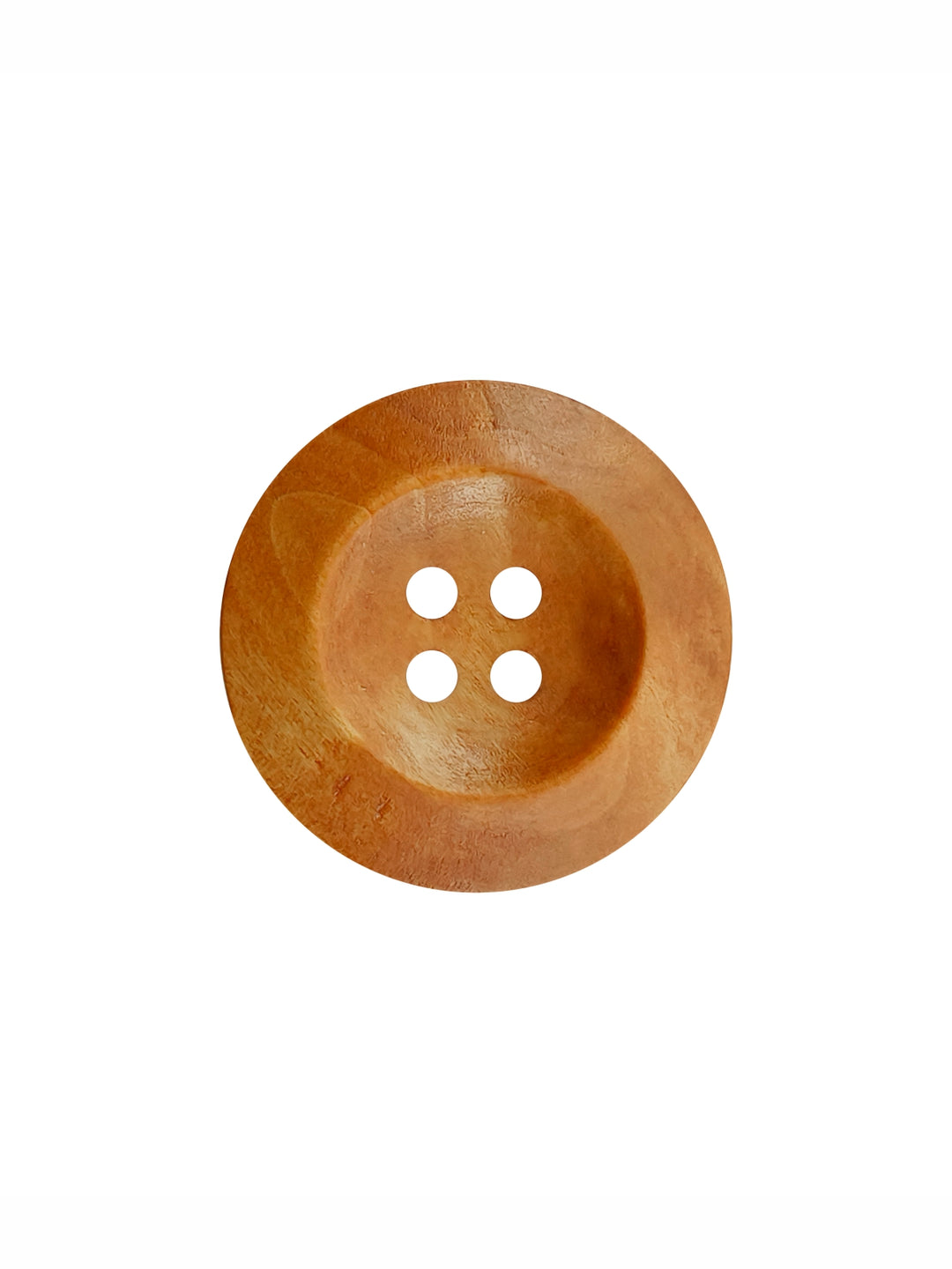 Natural Colour Round Shape 4-Hole Wide Rounded Rim Wooden Buttons