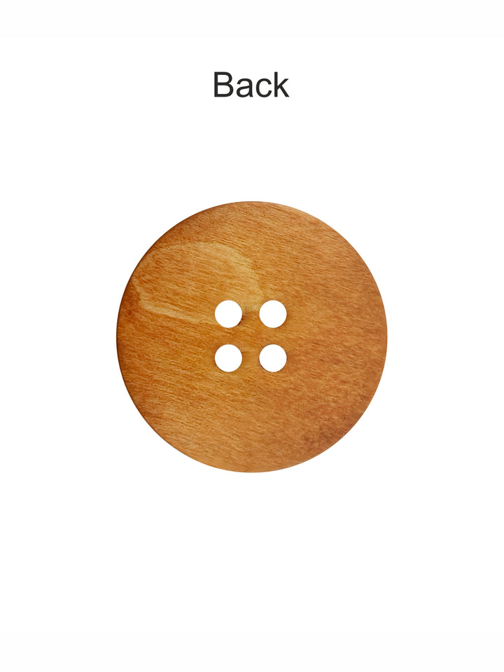 Natural Colour Round Shape 4-Hole Wide Rounded Rim Wooden Buttons