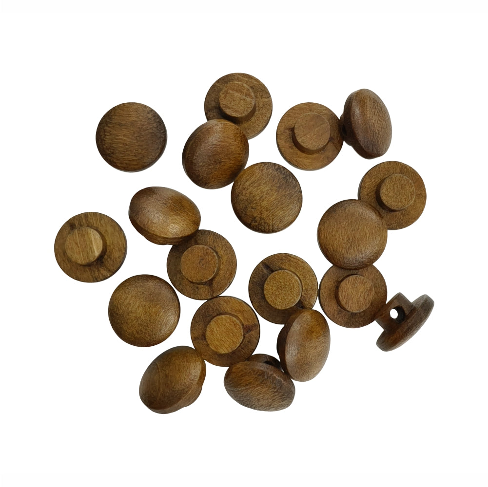 Natural Brown 12 mm (20L) Round Shape Wooden Button with Shank for Clothing