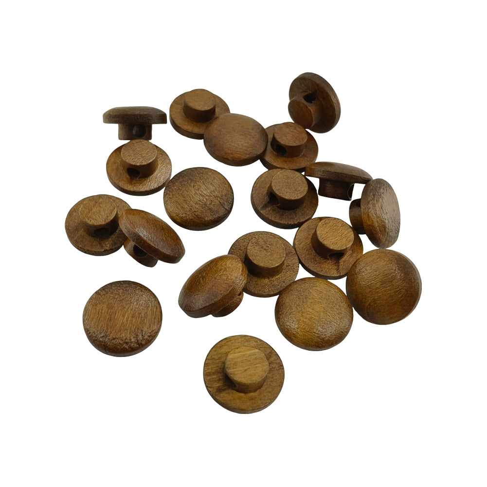 Natural Brown 12 mm (20L) Round Shape Wooden Button with Shank for Clothing