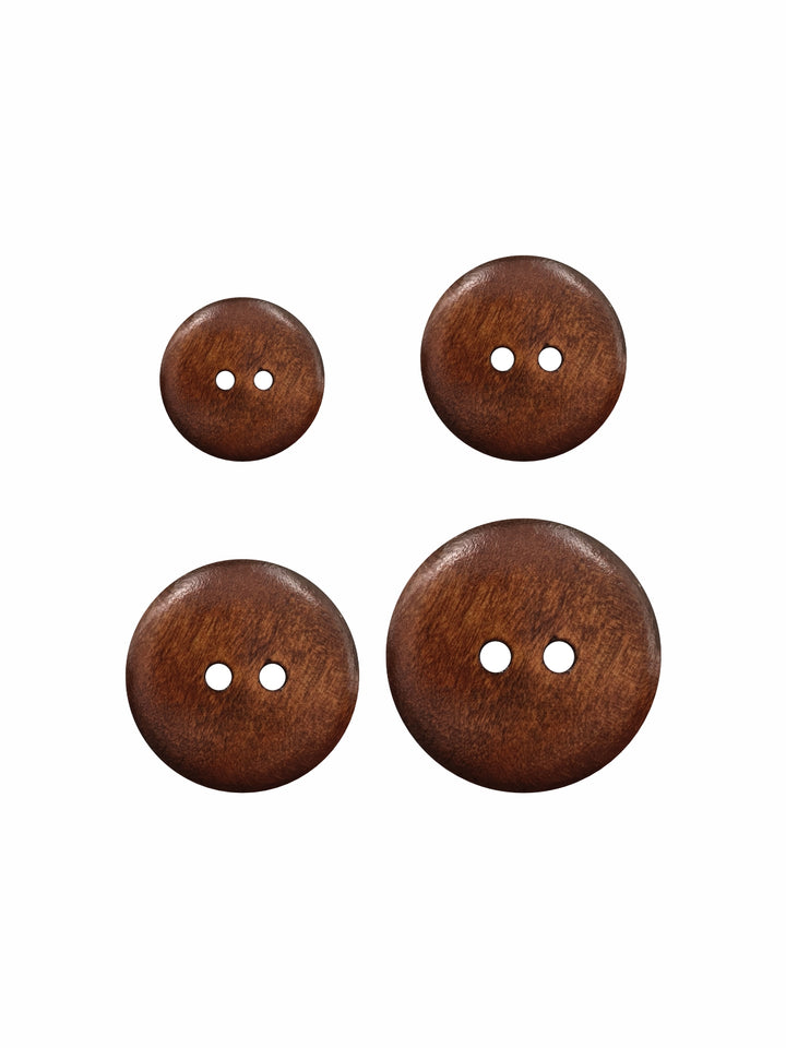 Brown Classic Round Dome Shape 2-Hole Wooden Buttons