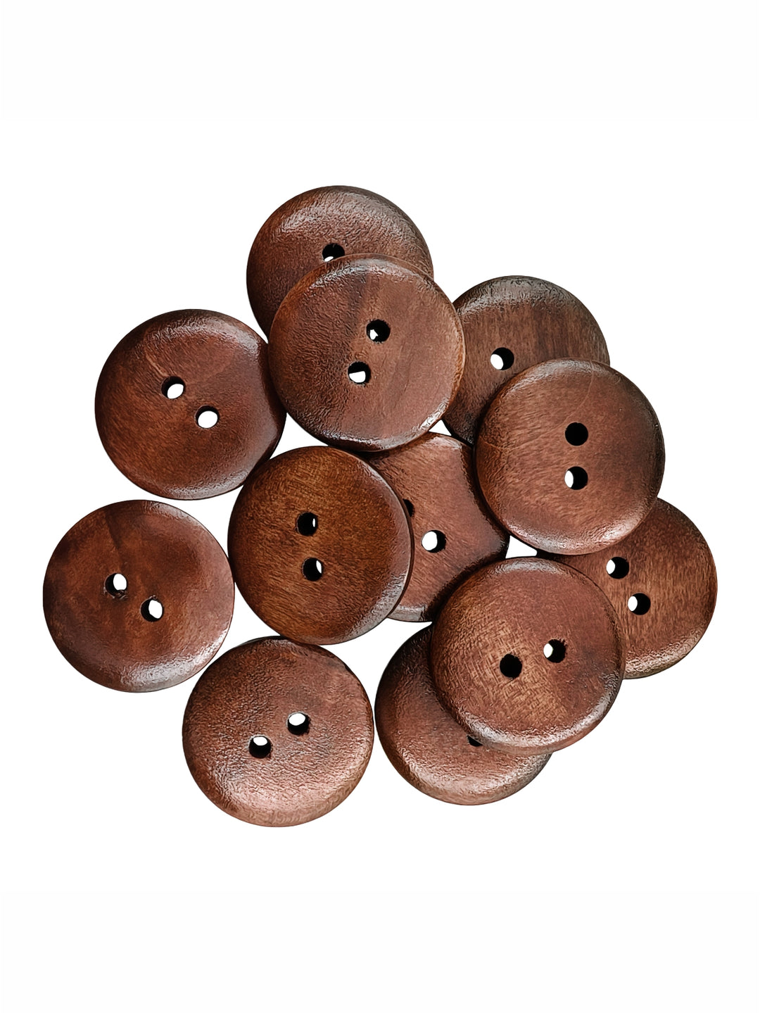 Fashionable Brown Round Shape 2-Hole Wooden Dome Buttons