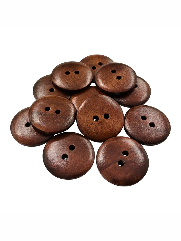 Brown Classic Round Dome Shape 2-Hole Wooden Buttons