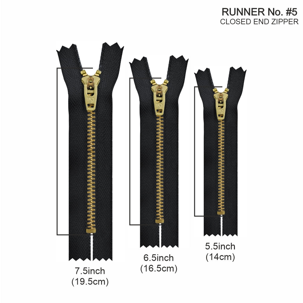 Number #5 Brass Closed-End Jeans Zipper