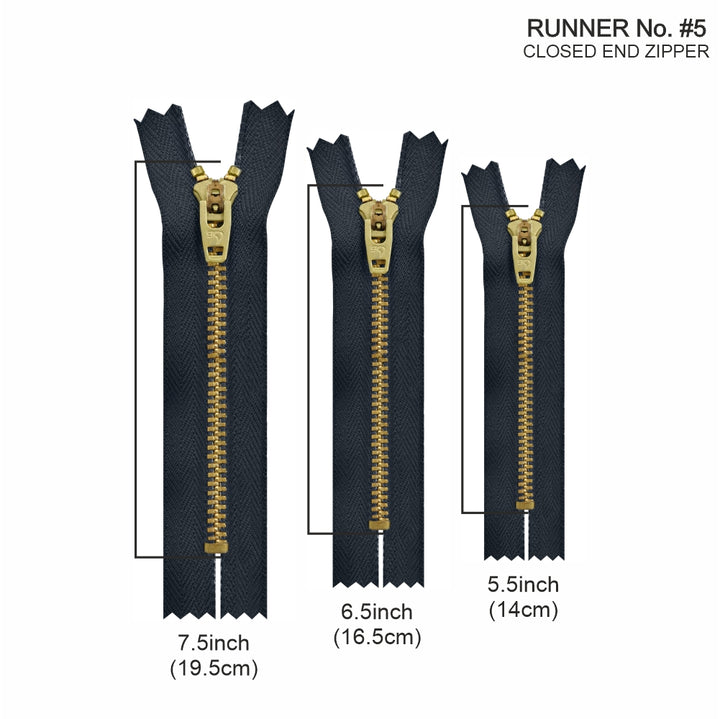 Number #4.5 (#45) Brass Closed-End Jeans Zipper