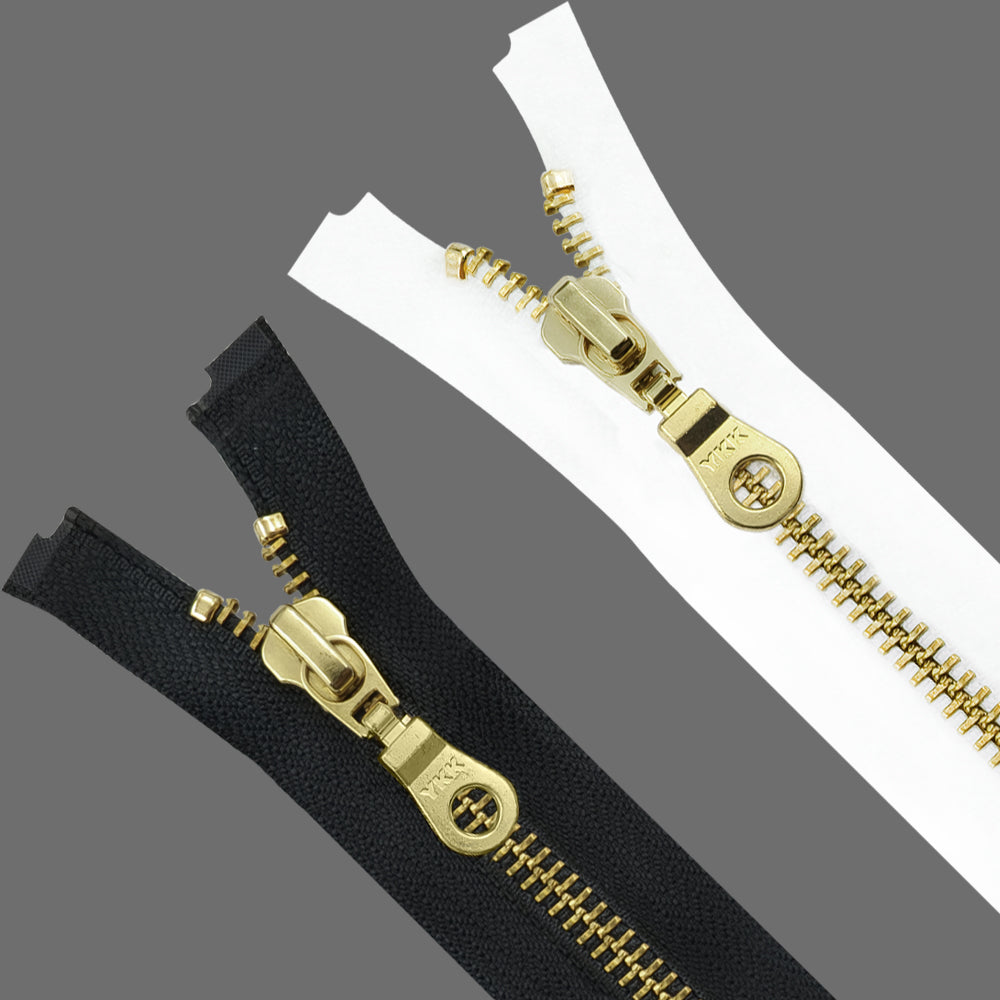 YKK- Premium #5 Gold with Black And Gold with White Fancy YKK Zipper for Clothing