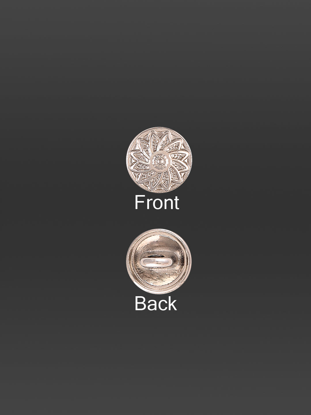 Round Shape Engraved Shiny Silver 9mm (14L) Shirt/Kurta Metal Button - Jhonea Accessories