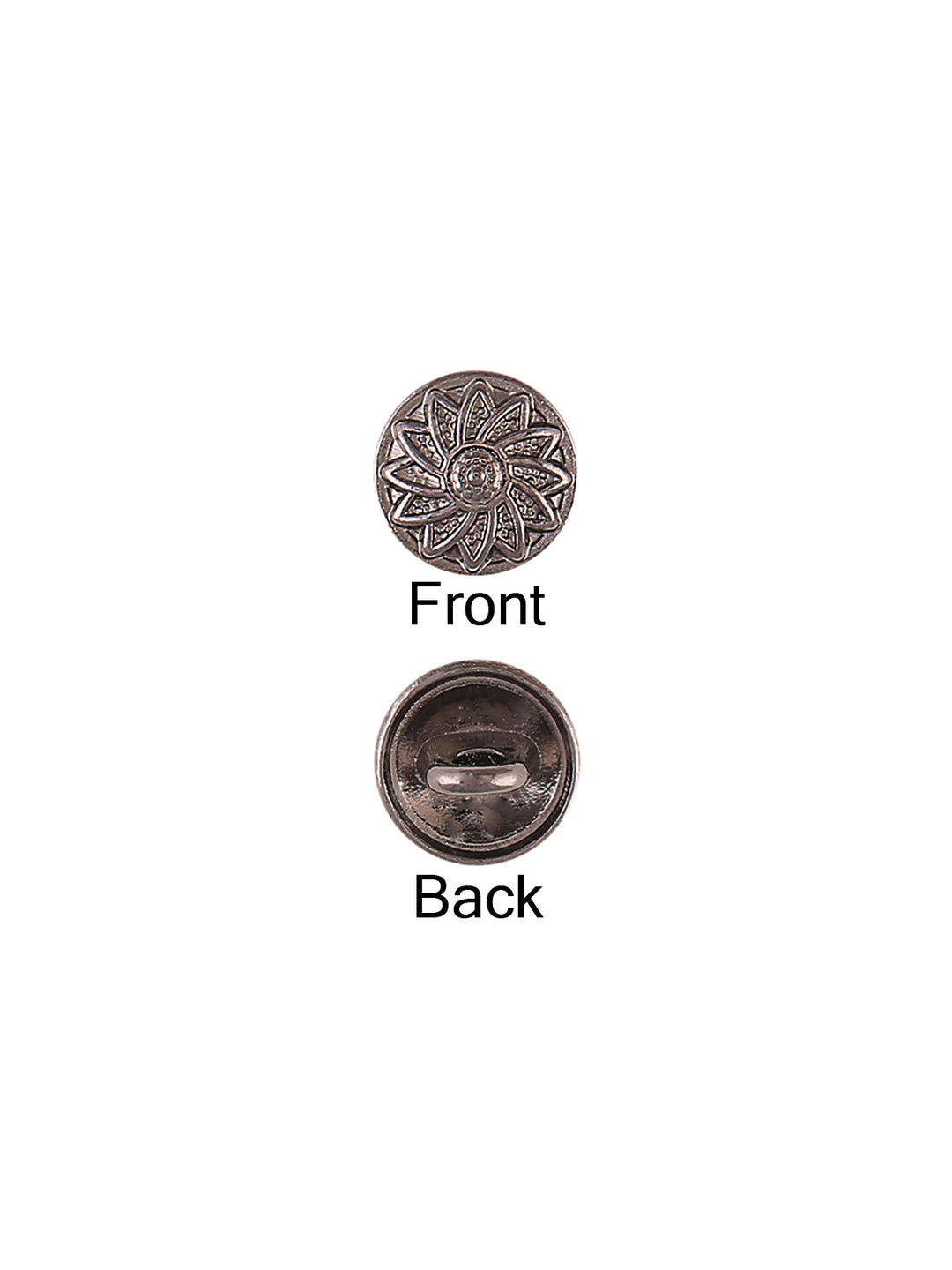 Round Shape Engraved Shiny Gunmetal 9mm (14L) 10mm (16L) Shirt/Kurta Metal Button - Jhonea Accessories