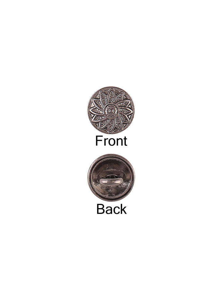 Round Shape Engraved Shiny Gunmetal 9mm (14L) 10mm (16L) Shirt/Kurta Metal Button - Jhonea Accessories