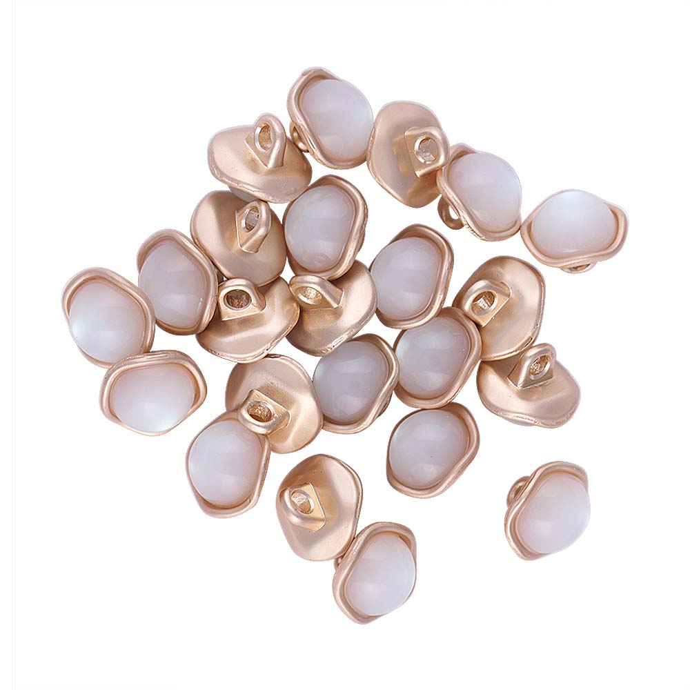 10mm (16L) Fancy Matte Gold Loop Clear Resin Pearl Buttons