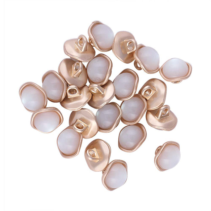 10mm (16L) Fancy Matte Gold Loop Clear Resin Pearl Buttons