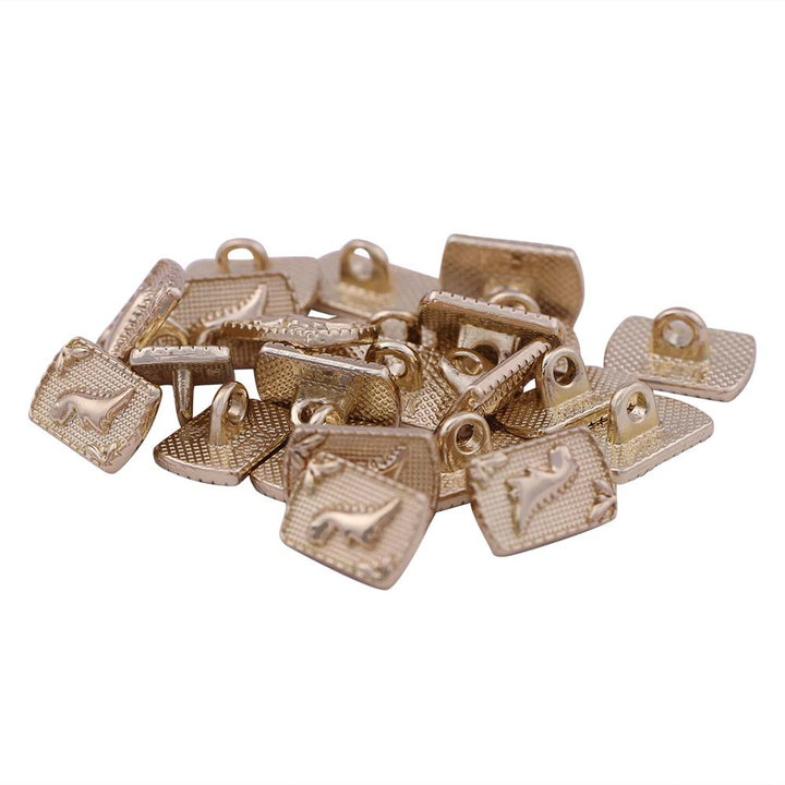 Rounded Rectangle Shape Shiny Gold Decorative 12mm (20L) Metal Button