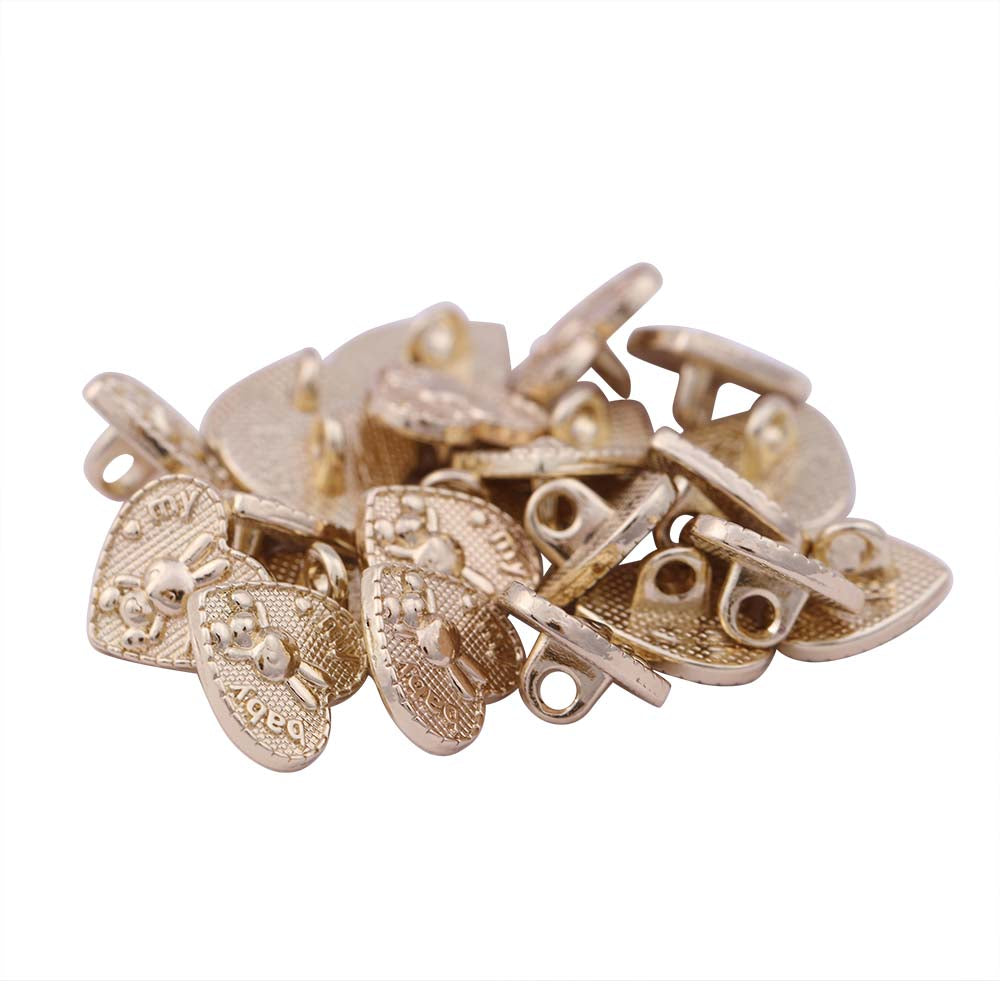 Shiny Gold Heart Shape Premium Decorative 12mm (20L) Metal Buttons  Edit alt text