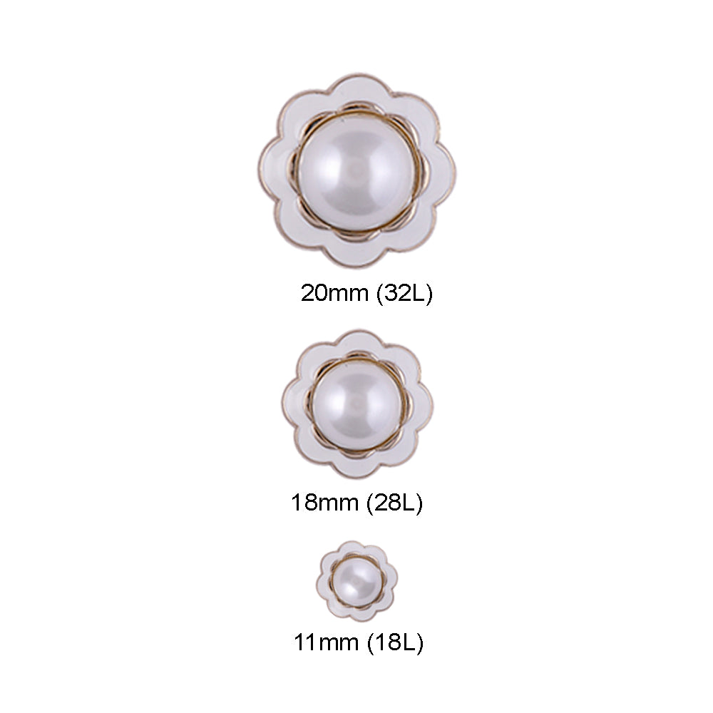 Decorative Flower Shape Pearl Metal Buttons for Shirt/Coats