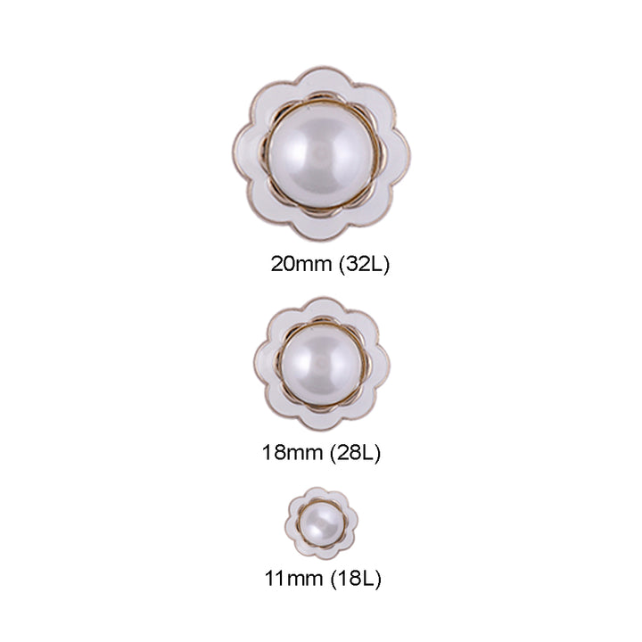 Decorative Flower Shape Pearl Metal Buttons for Shirt/Coats