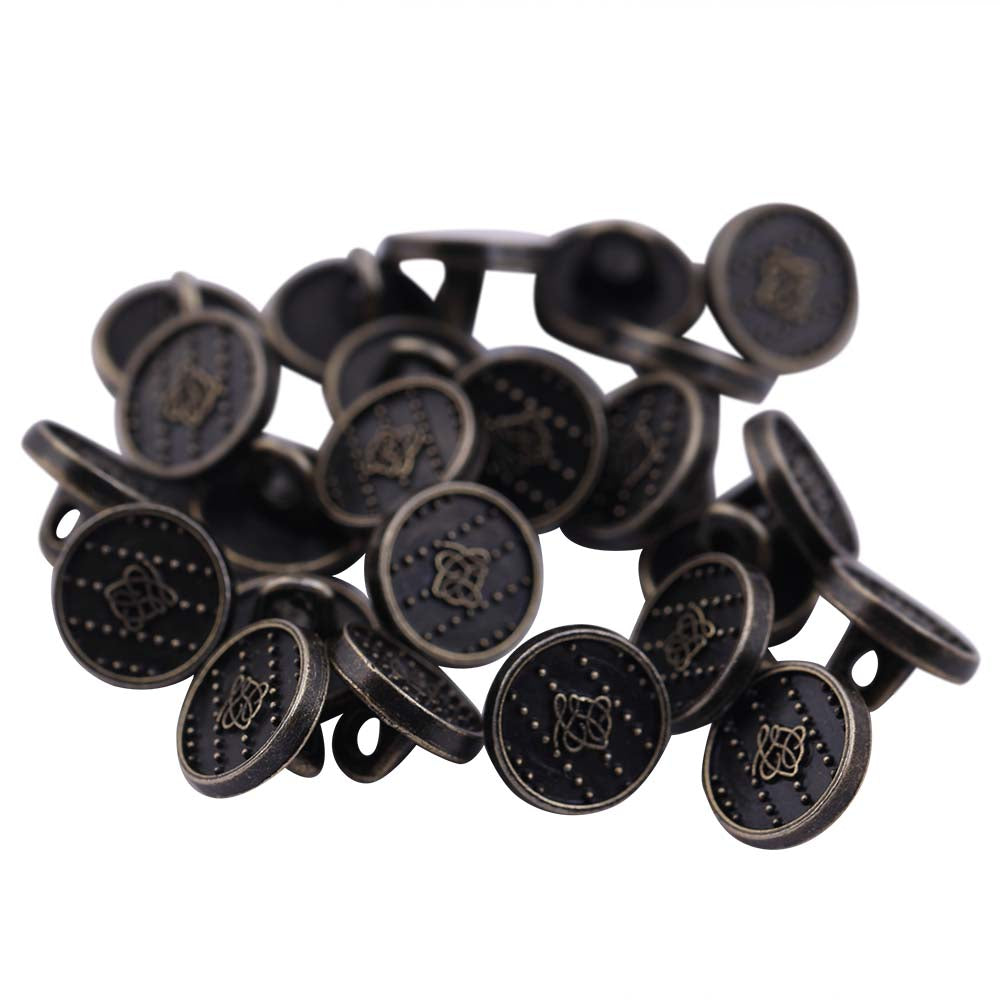 Round Shape Dotted Engraved Design Loop Metal Buttons