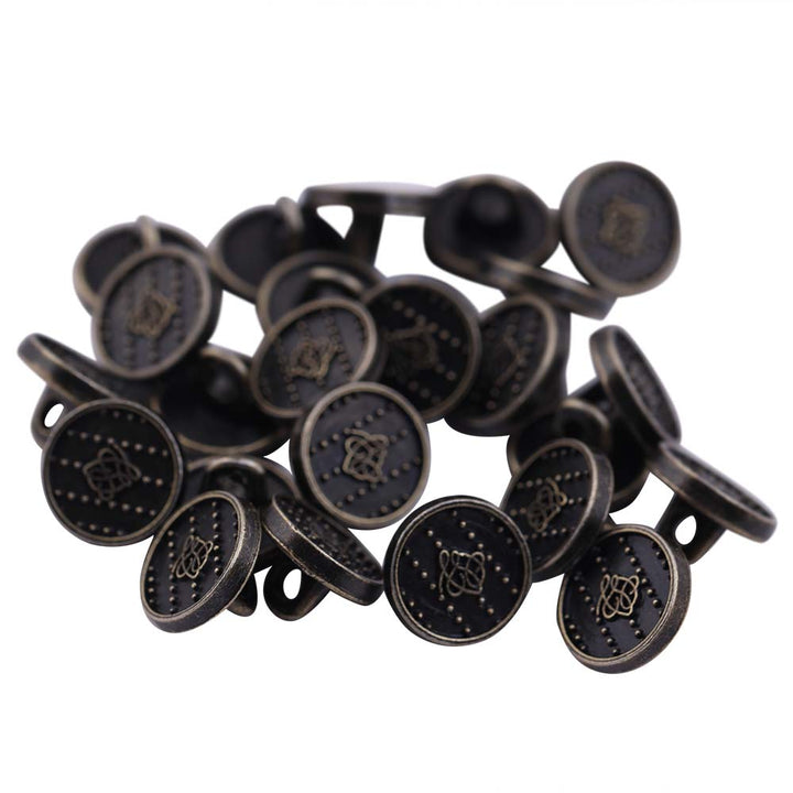 Round Shape Dotted Engraved Design Loop Metal Buttons