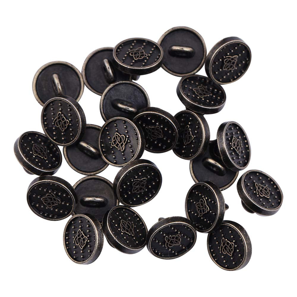 Round Shape Dotted Engraved Design Loop Metal Buttons