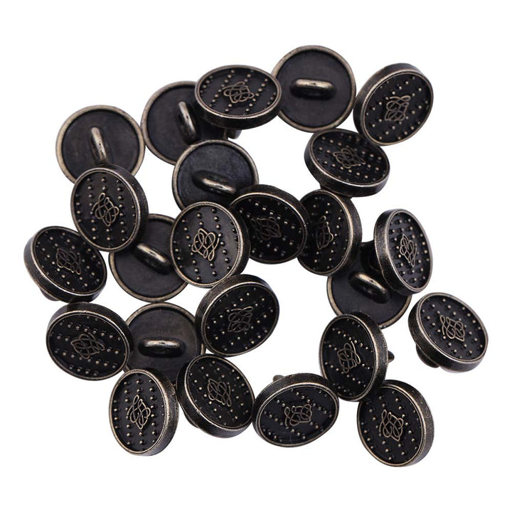 Round Shape Dotted Engraved Design Loop Metal Buttons