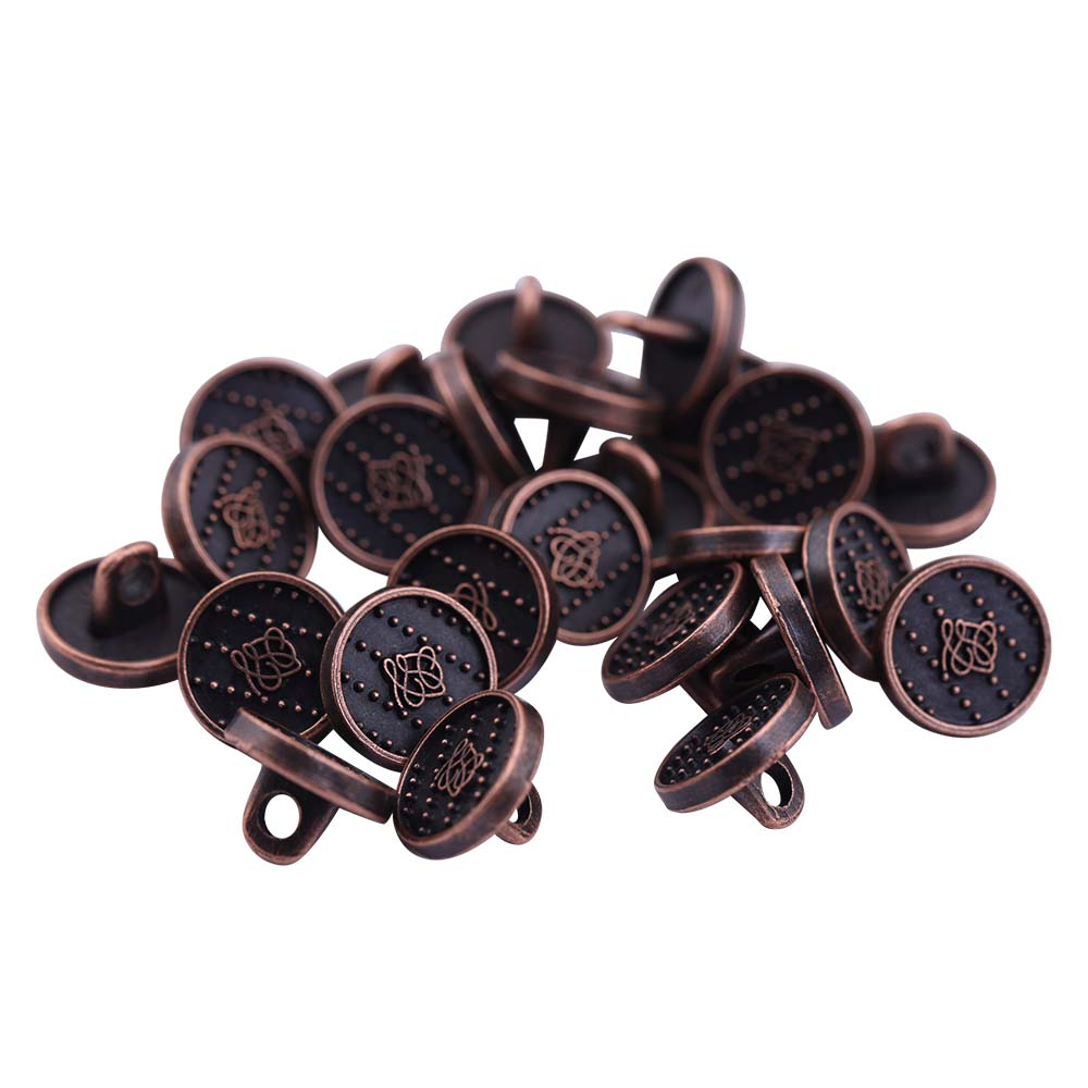 Round Shape Dotted Engraved Design Loop Metal Buttons