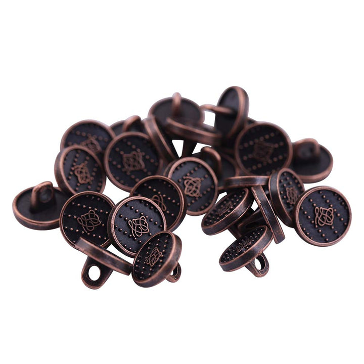 Round Shape Dotted Engraved Design Loop Metal Buttons