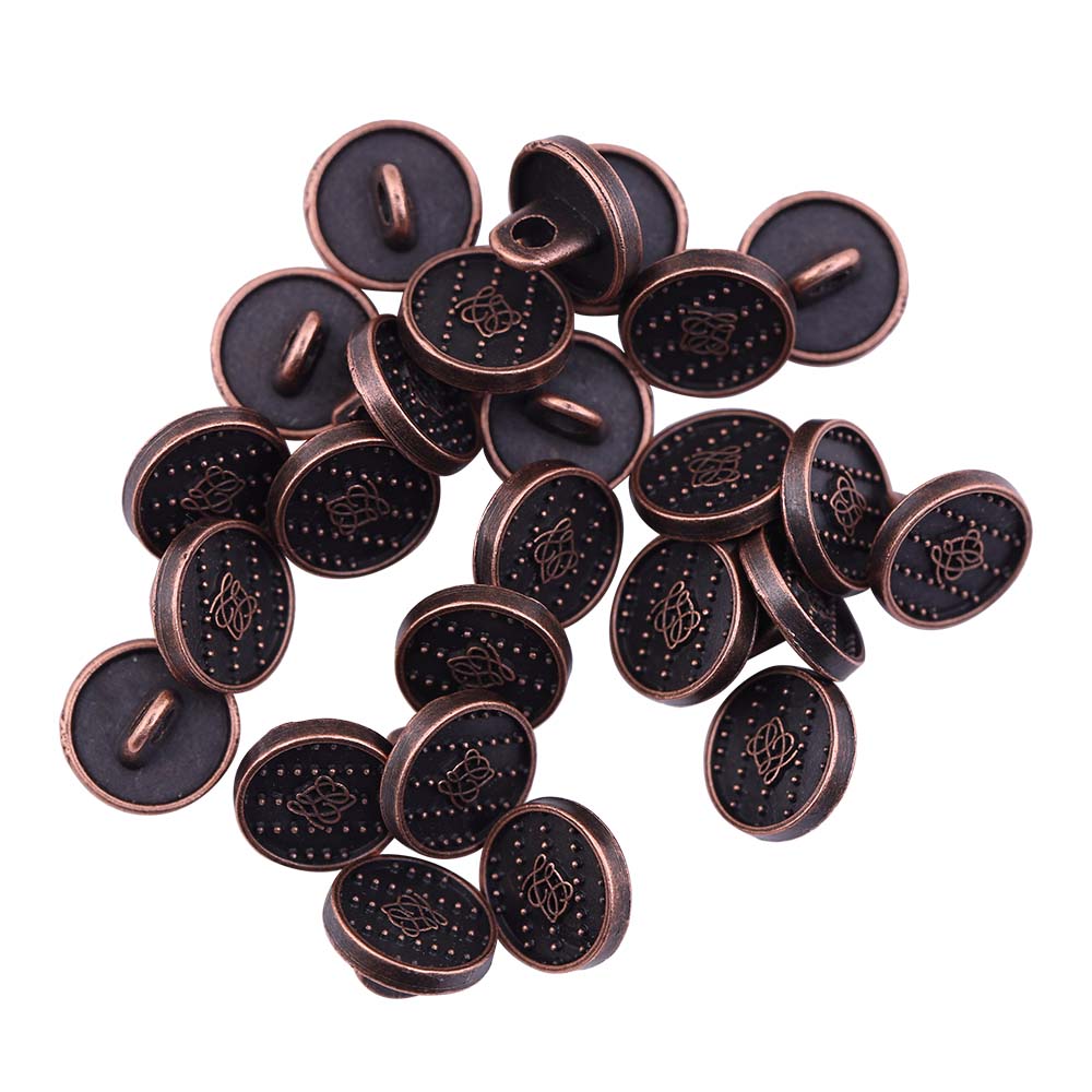 Round Shape Dotted Engraved Design Loop Metal Buttons